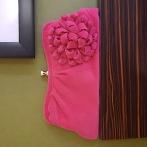 Banana Republic Pink Velvet Clutch with Rosette